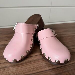 NWOT - GANNI Leather Studded Accents Mules